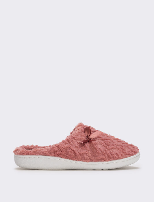 Pantofola da donna con fiocco laterale - Rosa