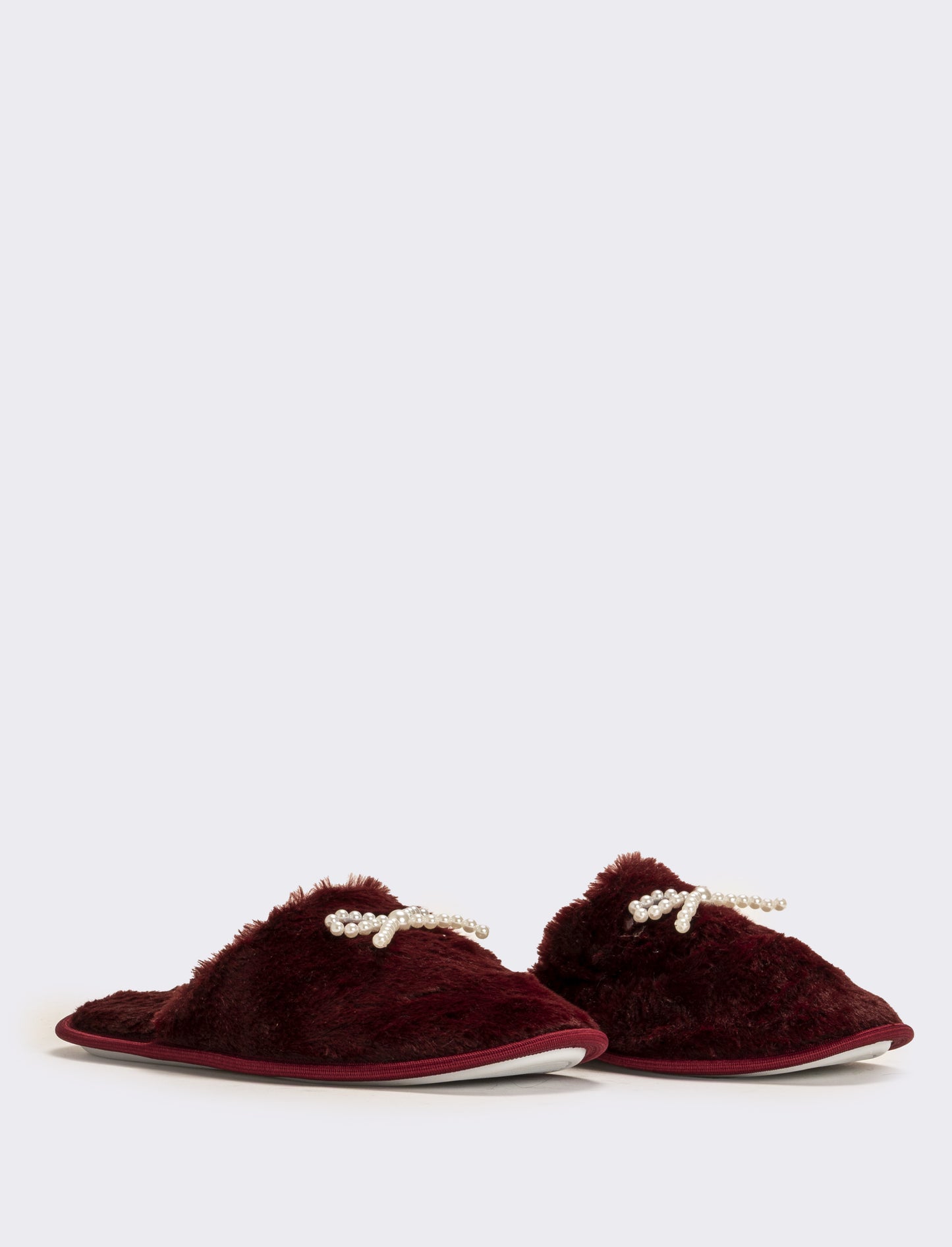 Pantofola da donna con  fiocco di perle - Bordeaux