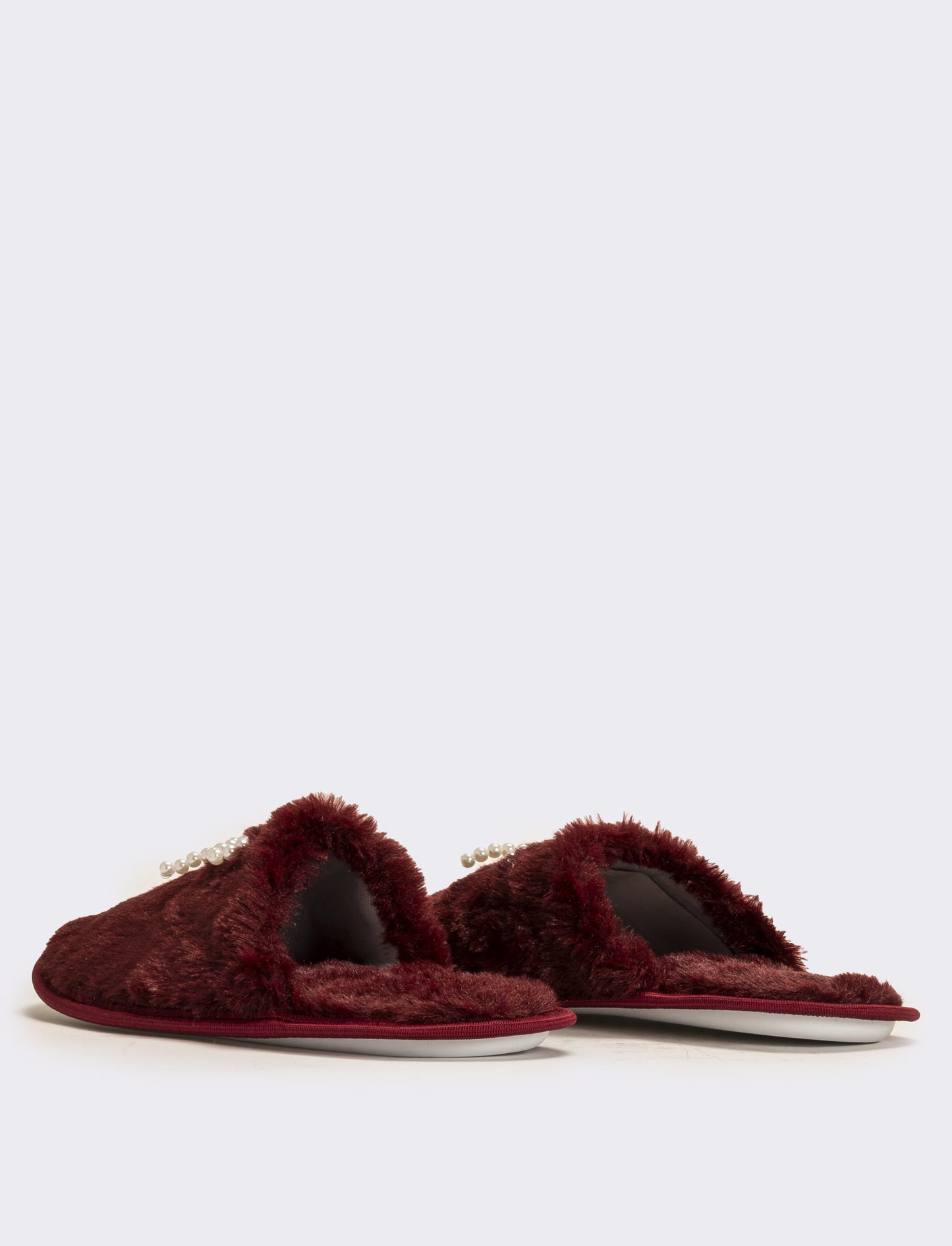 Pantofola da donna con  fiocco di perle - Bordeaux