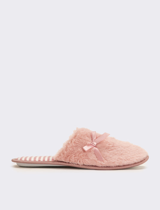 Pantofola donna con fiocco - Rosa