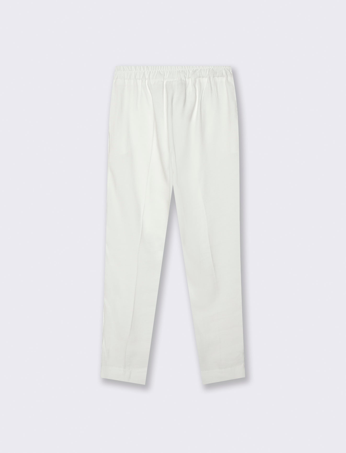 Pantalone regular con bottone gioiello - Bianco panna