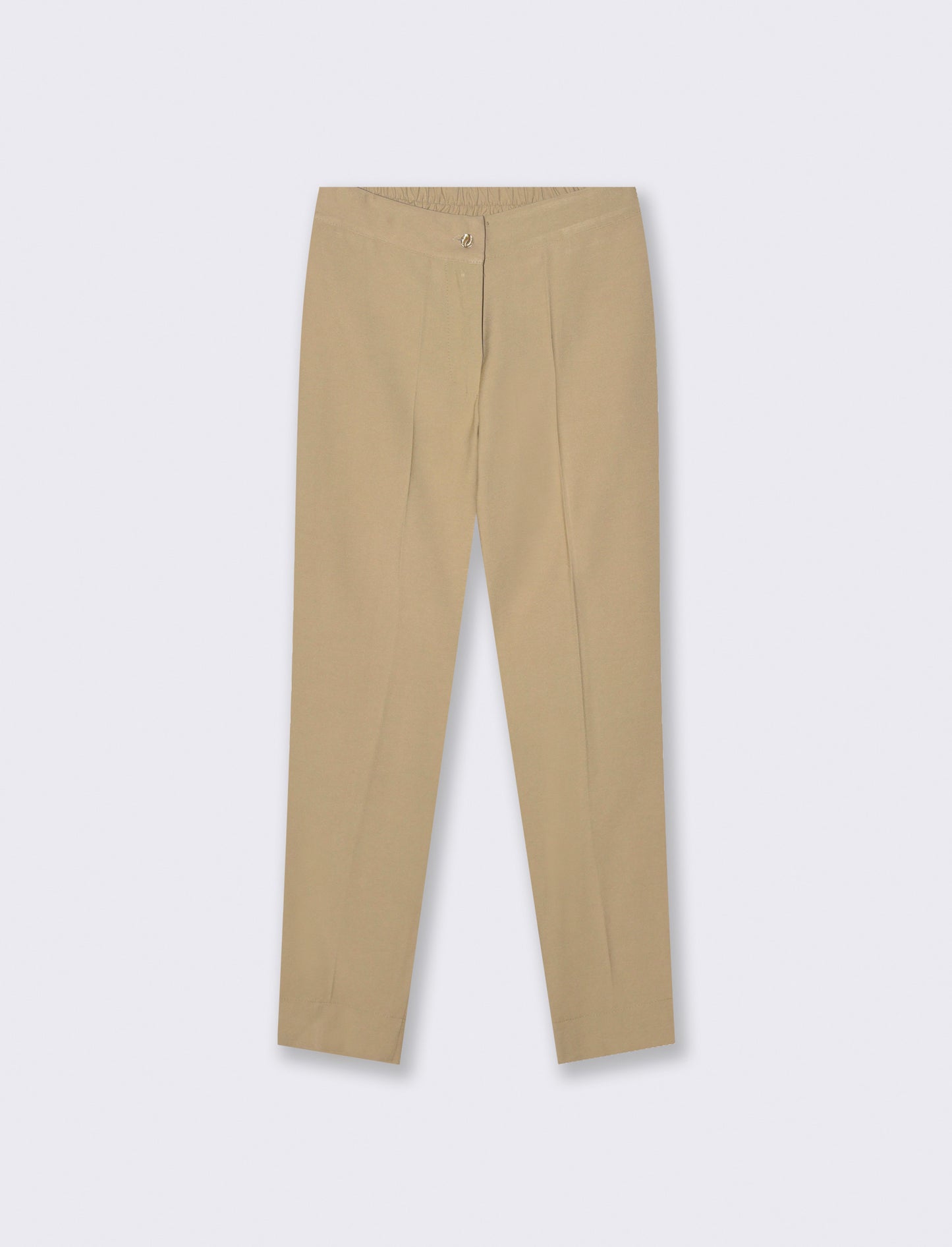 Pantalone regular con bottone gioiello - Cammello