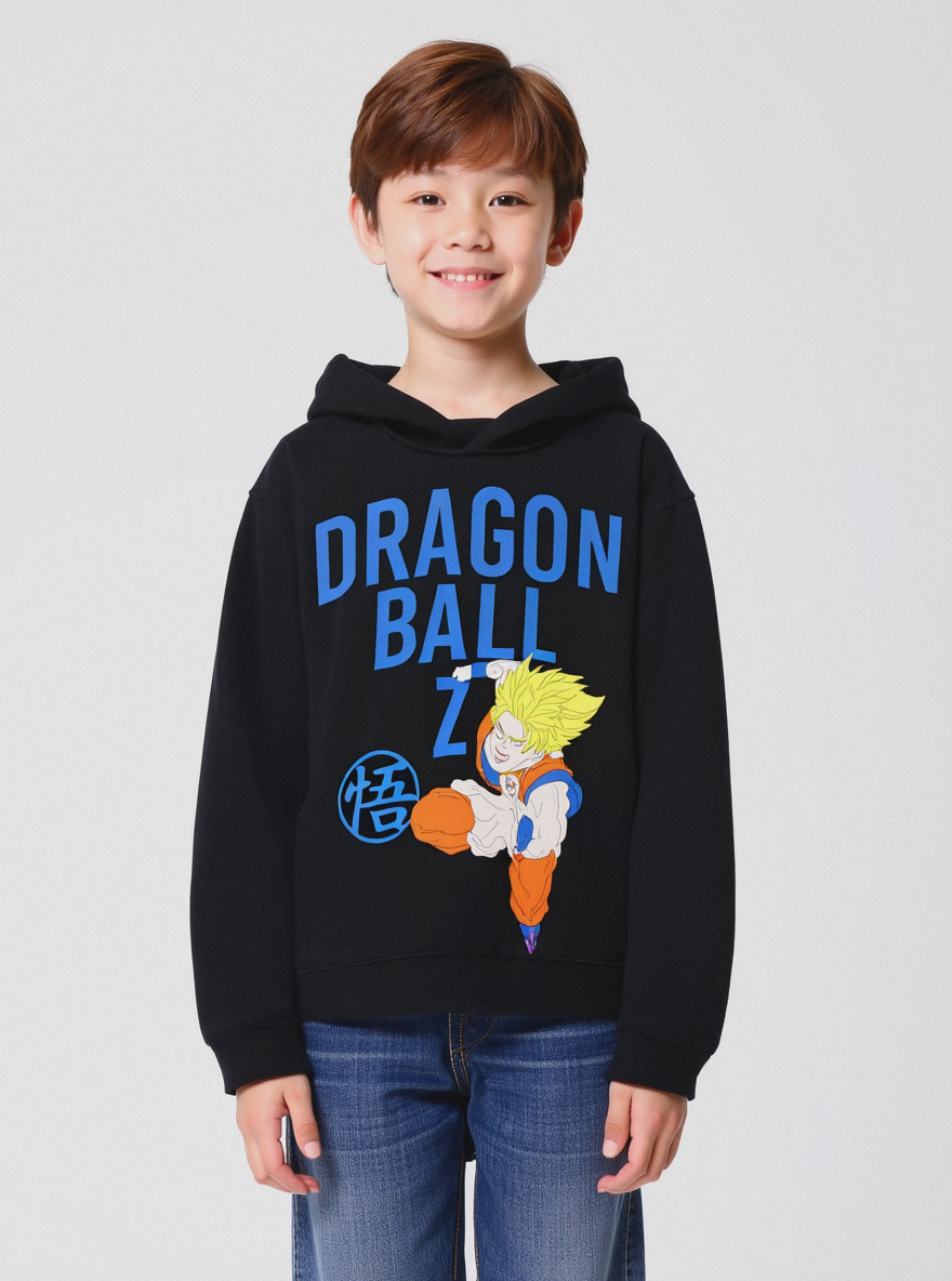 FELPA CON CAPPUCCIO DRAGON BALL. - Nero