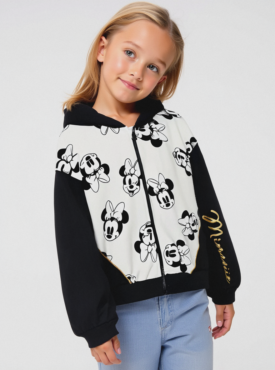 Felpa con zip e cappuccio Disney Minnie - Nero