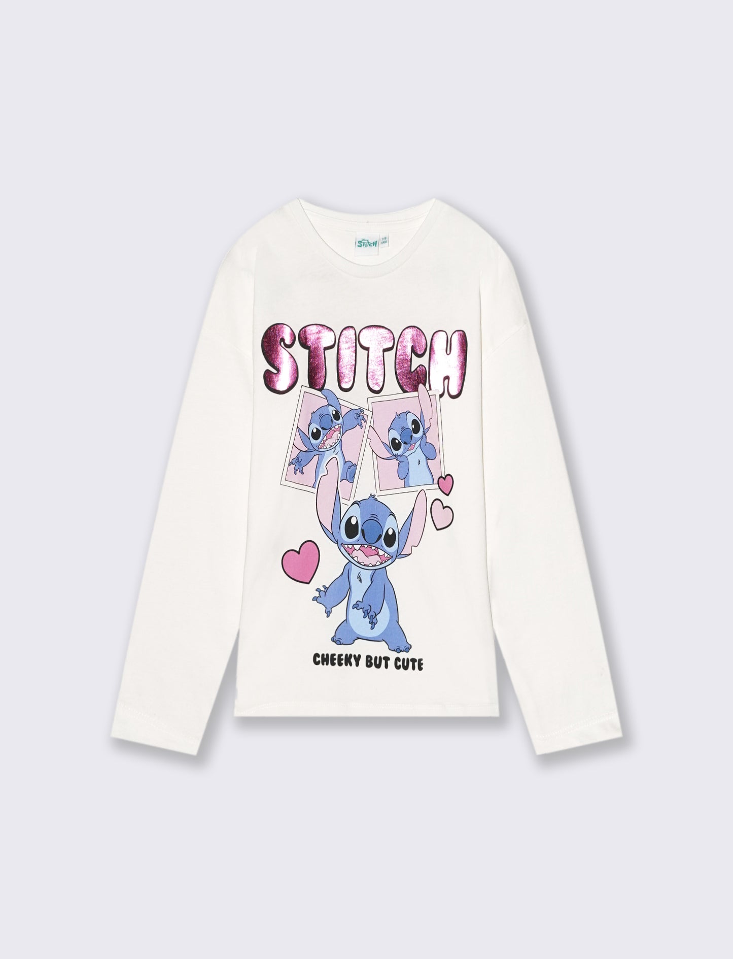 T-shirt manica lunga Stitch. - Bianco