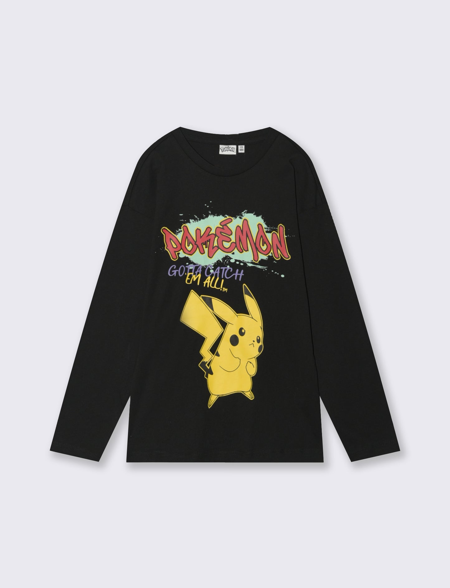 T-SHIRT  POKEMON  MANICA LUNGA - Nero