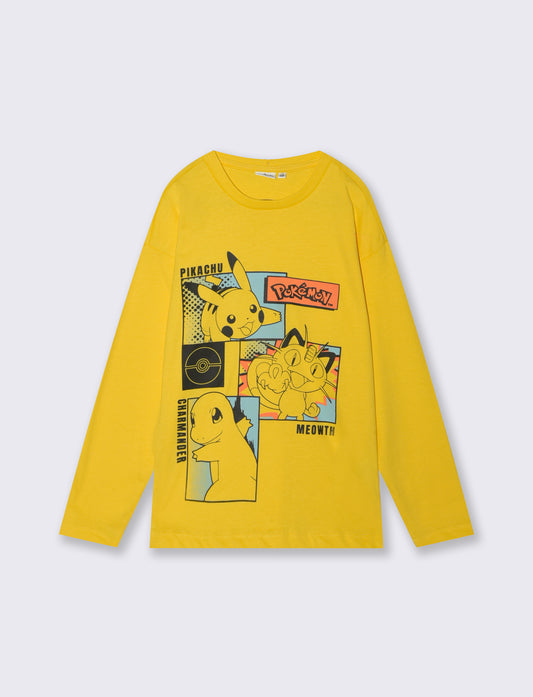 T-SHIRT PERSONAGGI  POKEMON  MANICA LUNGA - Giallo