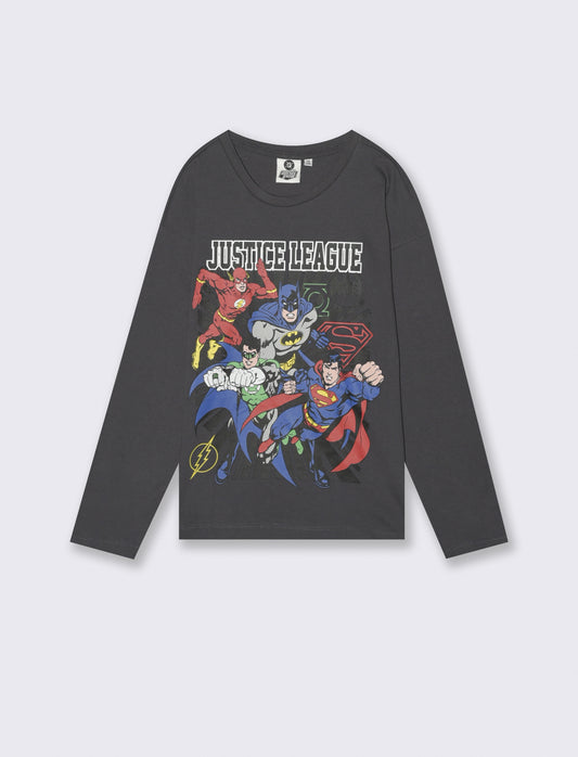 T-SHIRT  MANICA LUNGA DC COMICS - Grigio piombo
