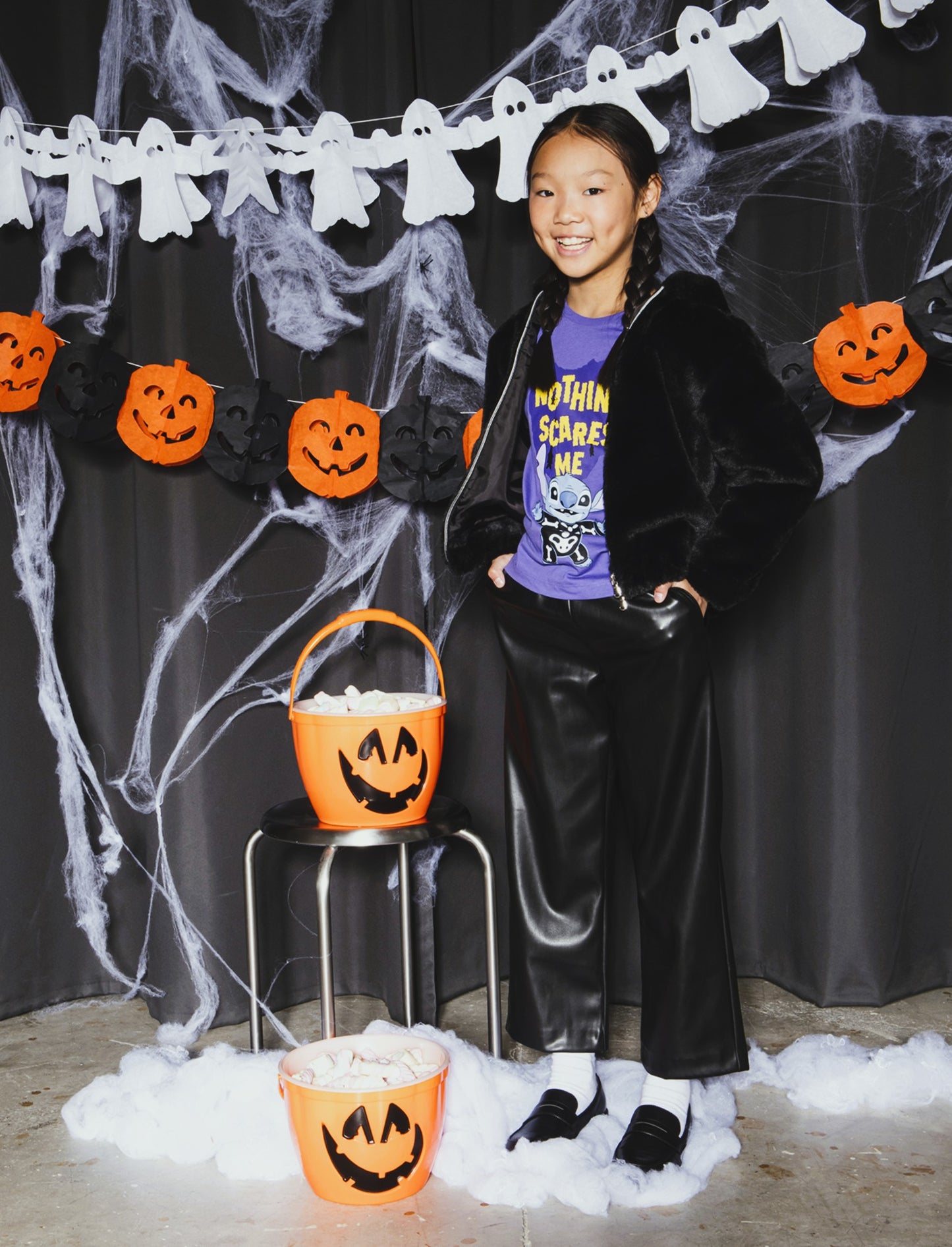 T-shirt manica lunga con stampa Stitch tema Halloween - Viola