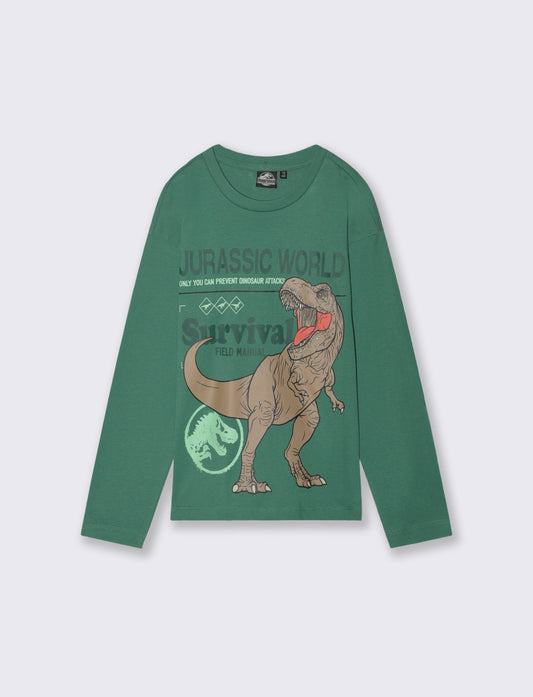 T-SHIRT MANICA LUNGA  JURASSIC WORLD - Verde