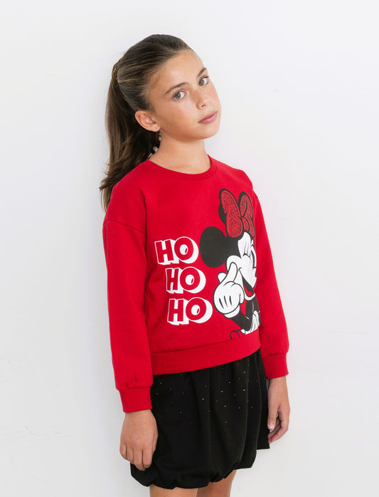 Felpa natalizia con stampa Disney Minnie - Rosso