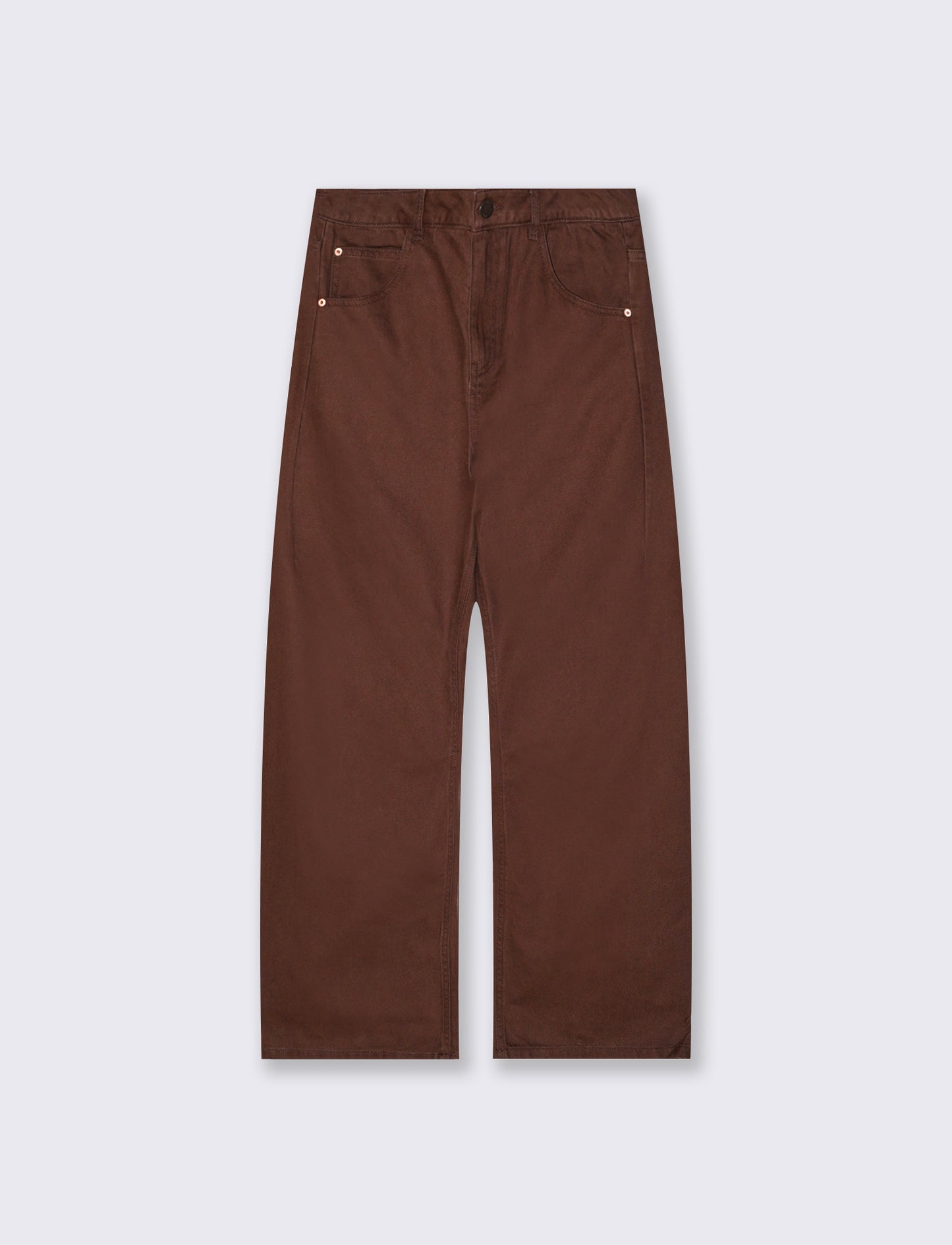 Wide Leg Jeans with Adjustable Waist - Brown