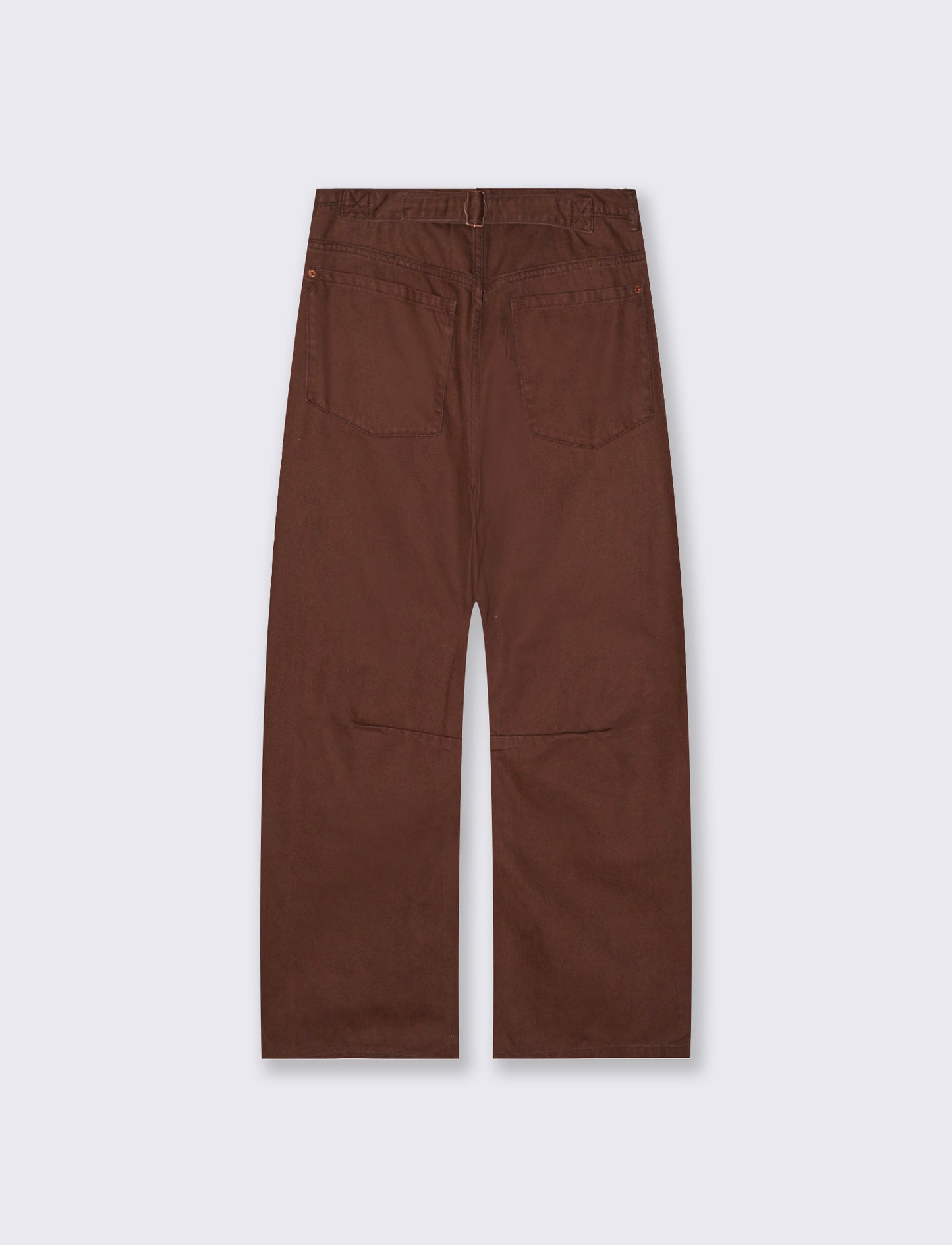 Wide Leg Jeans with Adjustable Waist - Brown