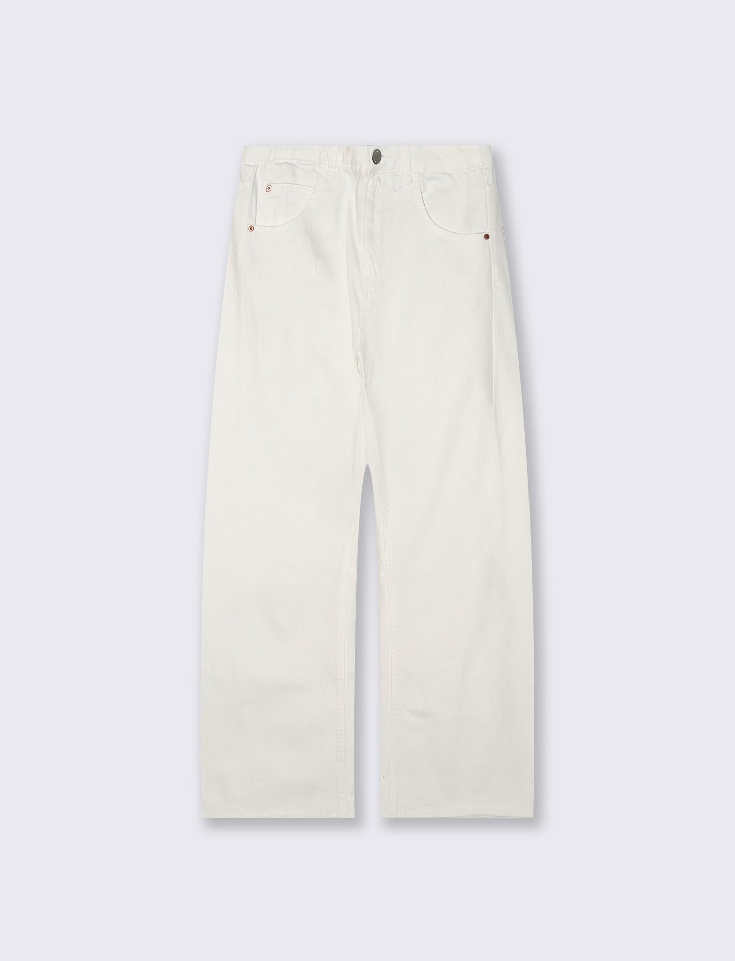 Wide Leg Jeans with Adjustable Waist - White