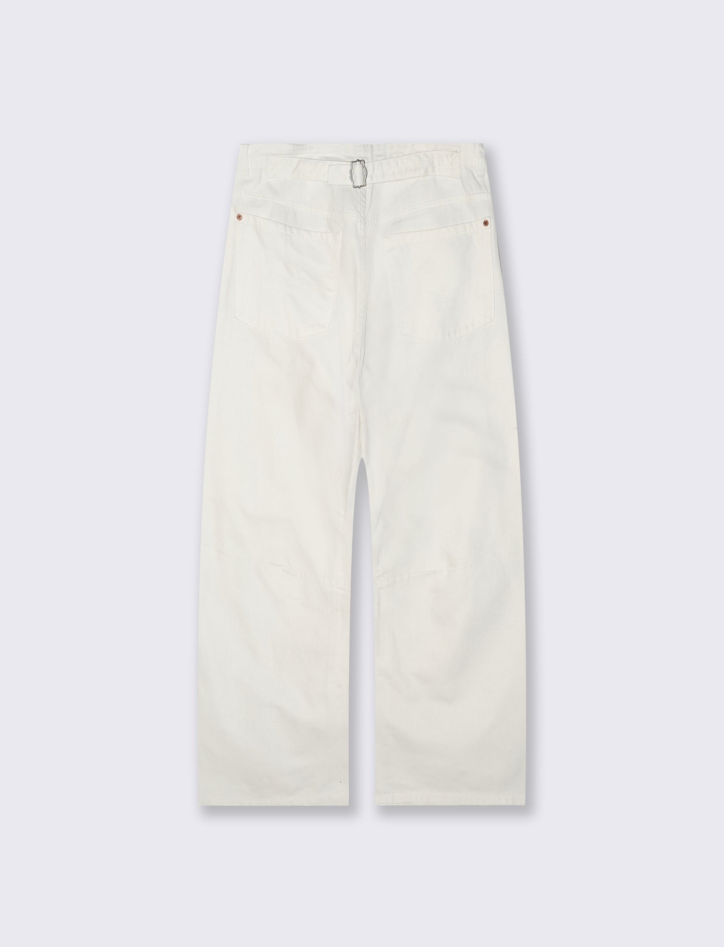 Wide Leg Jeans with Adjustable Waist - White