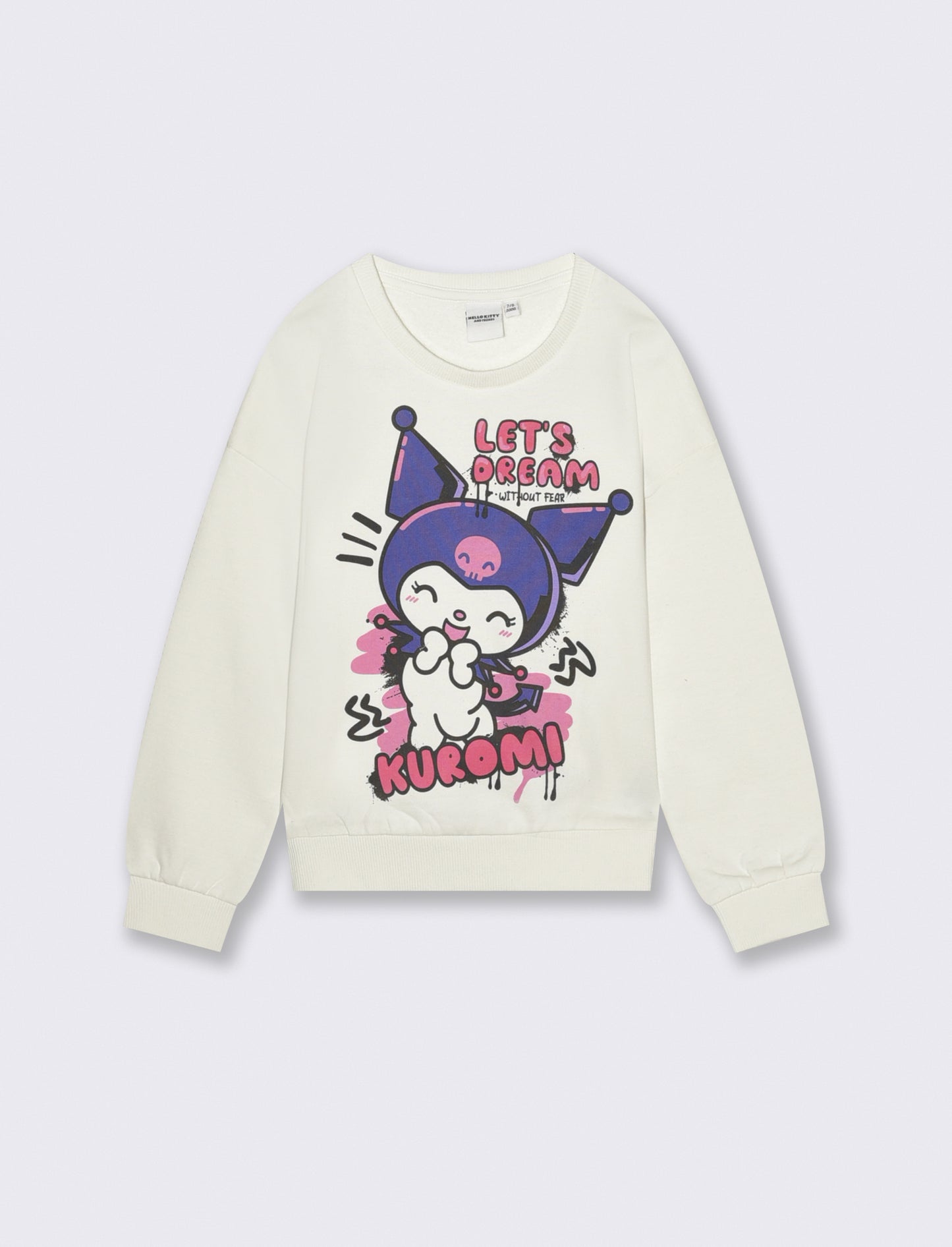Felpa manica lunga con stampa Kuromi - Bianco