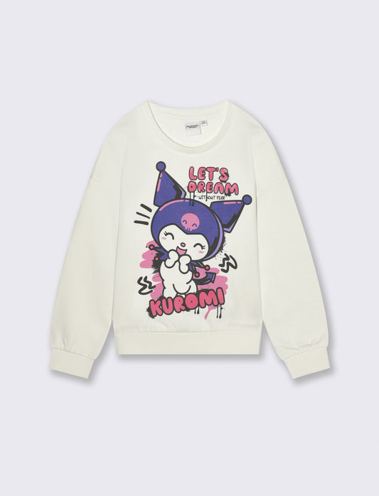 Felpa manica lunga con stampa Kuromi - Bianco