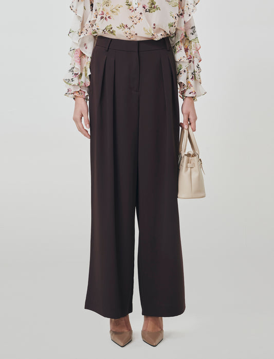 Pantalone Gamba Dritta con Tasche Americane - Moro