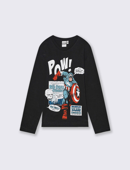 T-SHIRT MANICA LUNGA  MARVEL - Nero