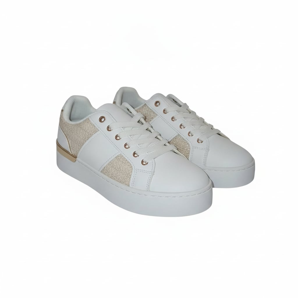Sneakers effetto paglia da donna. - Bianco