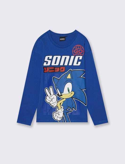 T-SHIRT GIRO COLLO  SONIC - Blu cobalto