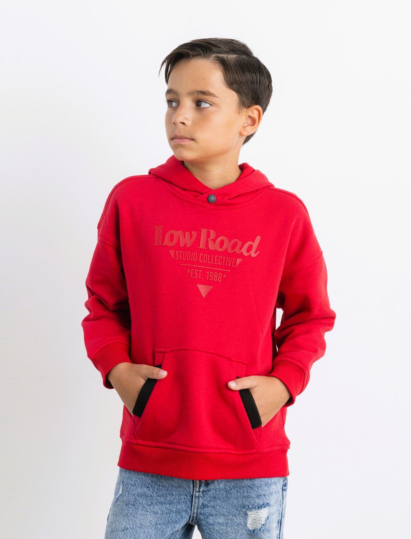 FELPA CON CAPPUCCIO - Rosso