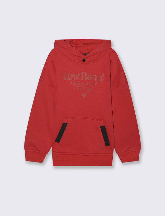 FELPA CON CAPPUCCIO - Rosso