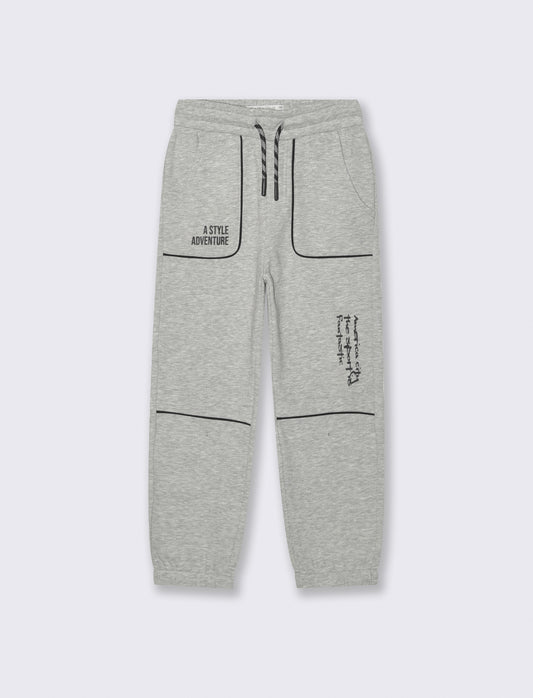 JOGGER IN FELPA GARZATA - Grigio mel.