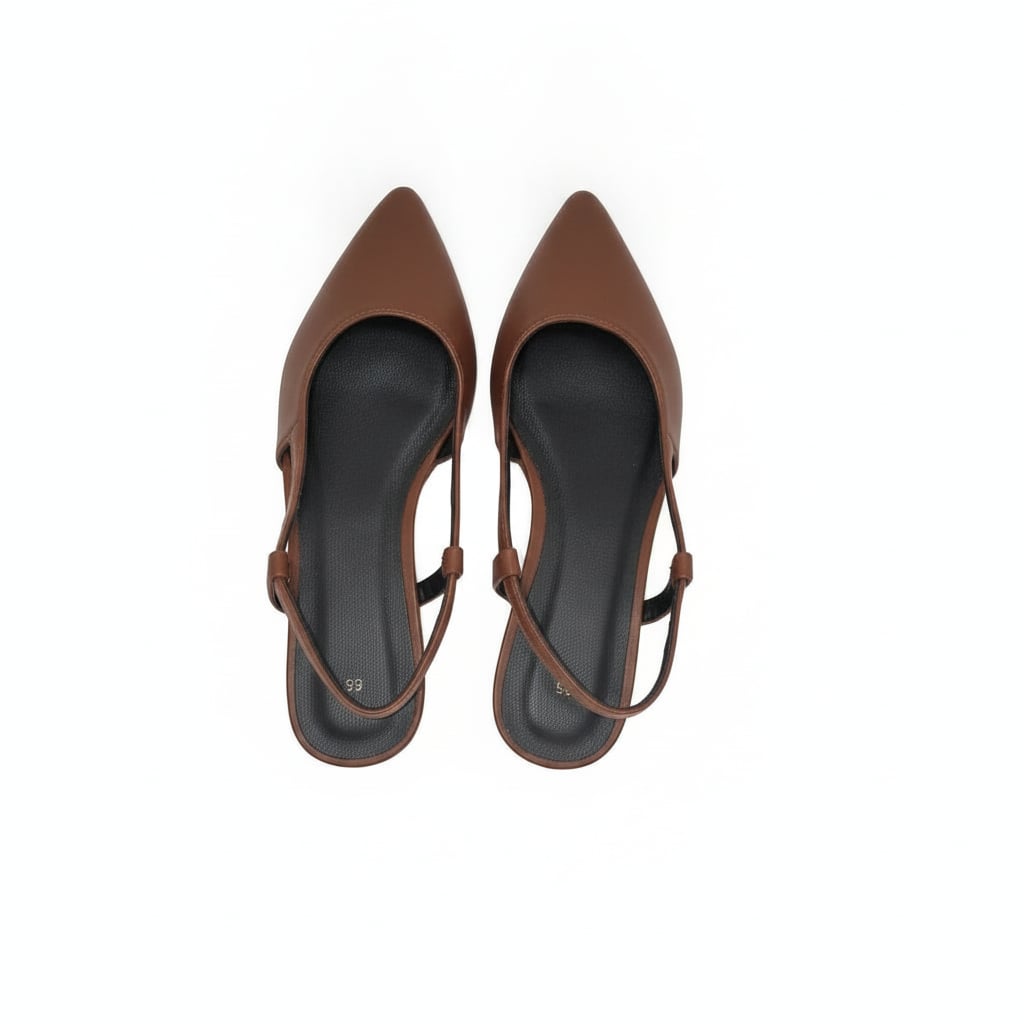 Slingback in raso  da donna. - Testa di moro