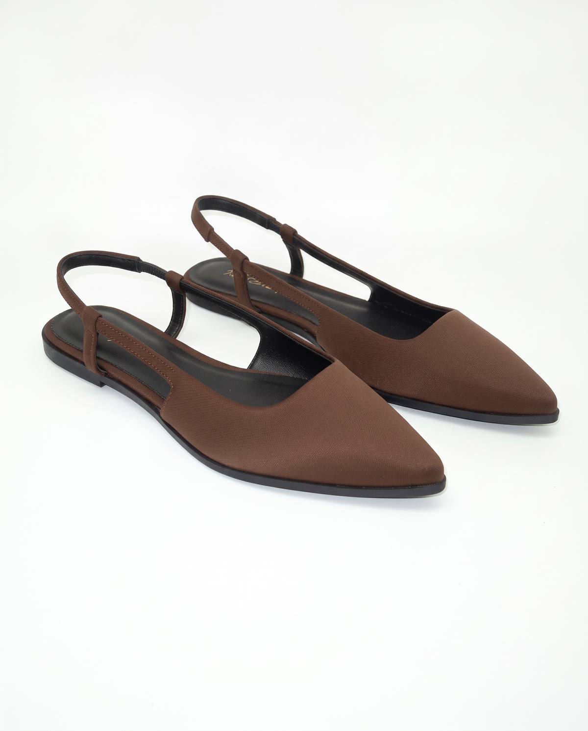 Slingback in raso  da donna. - Testa di moro
