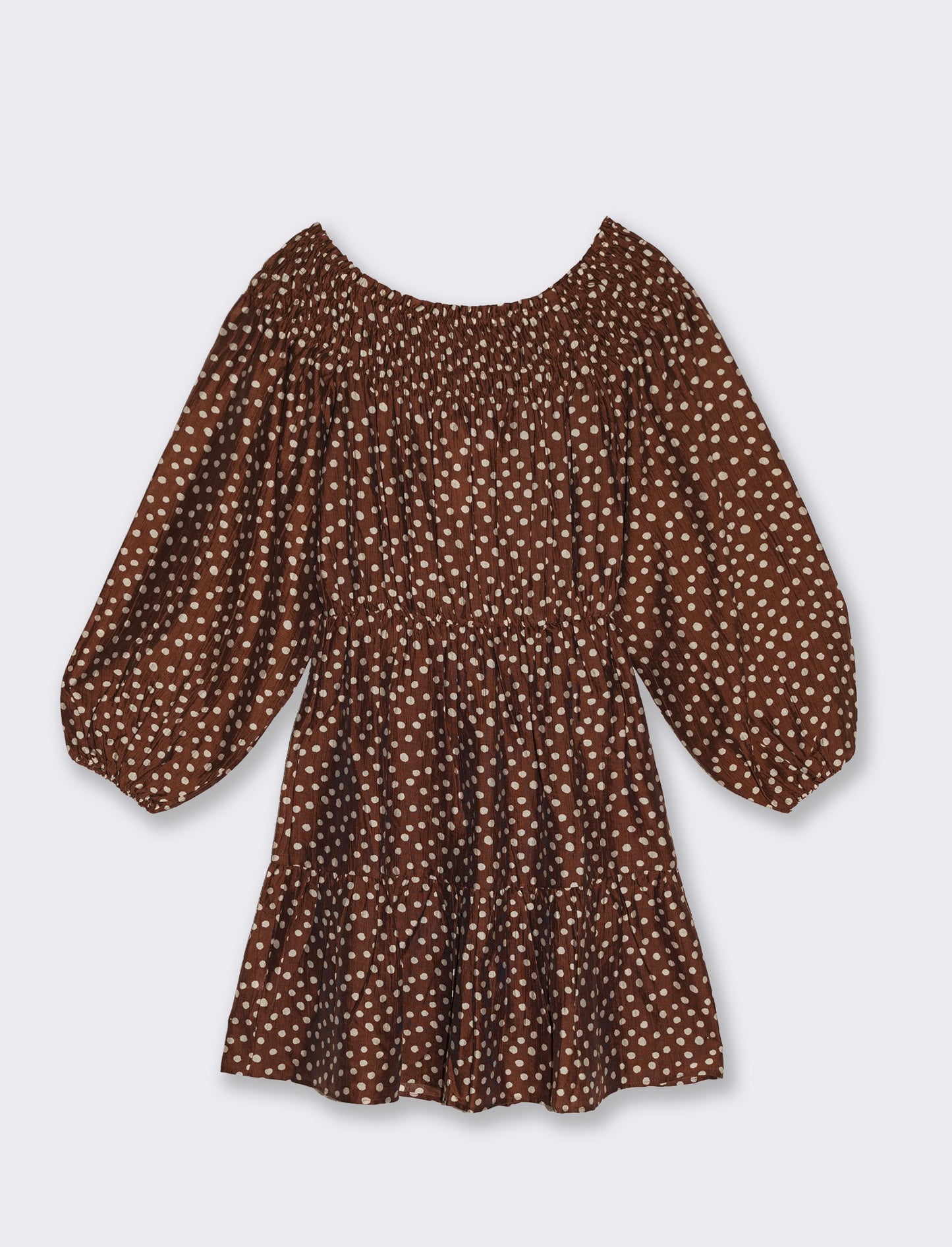 Vestito corto con smock e maniche lunghe - var 1