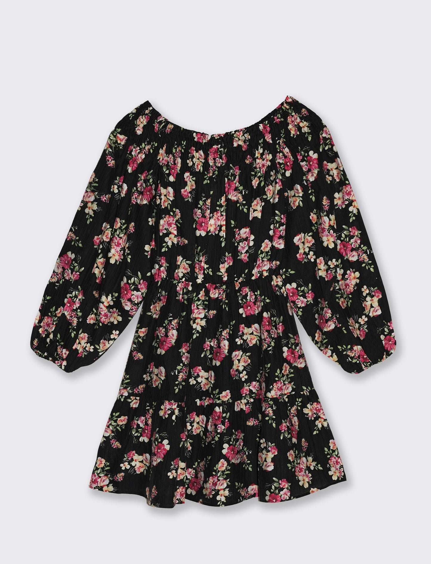 Vestito corto con smock e maniche lunghe - var 2