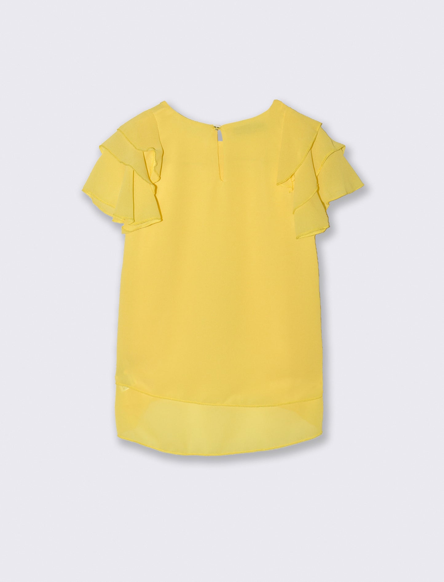 T-shirt mezza manica estiva da bambina con collana. - Giallo