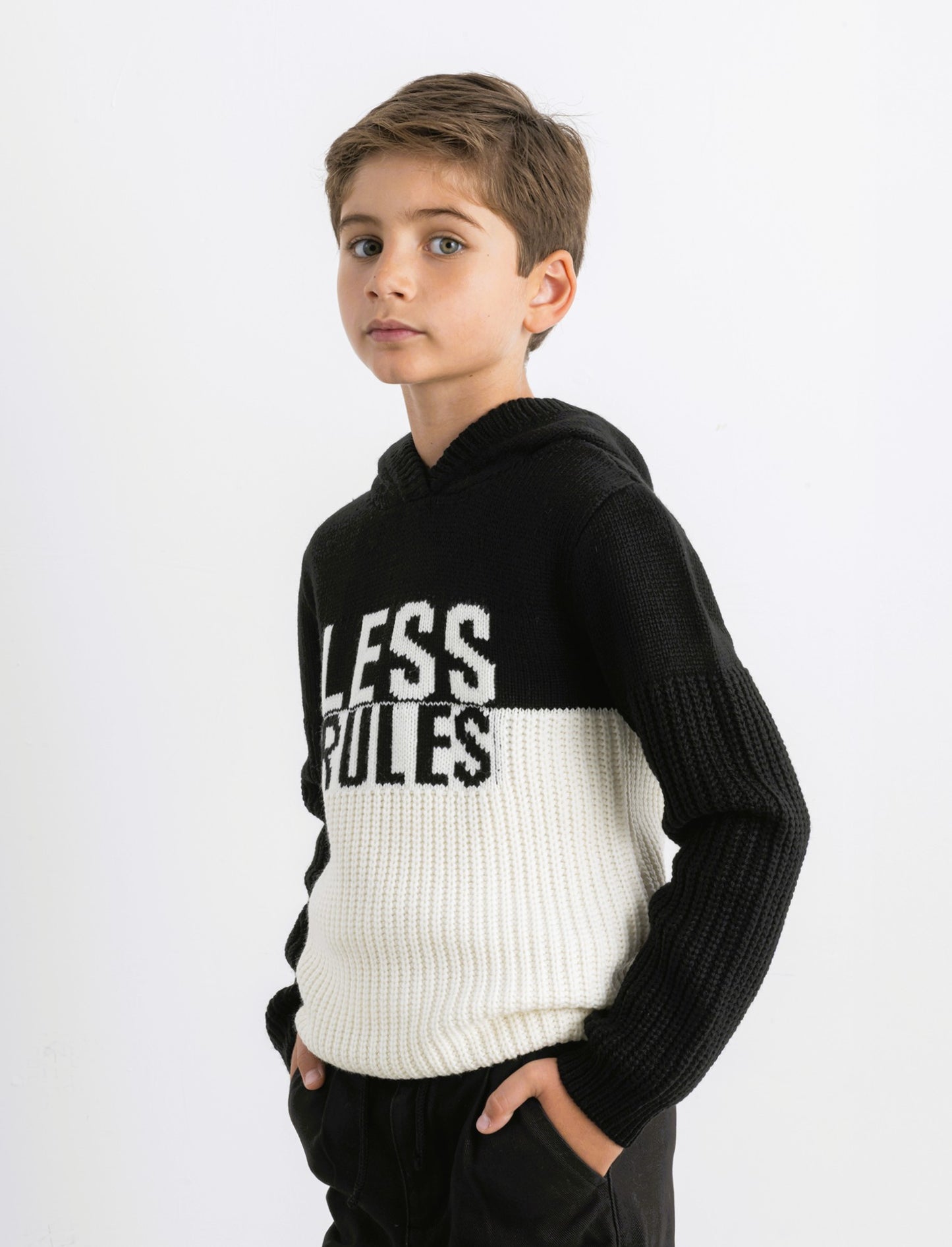 MAGLIA BICOLOR IN  JACQUARD - Nero