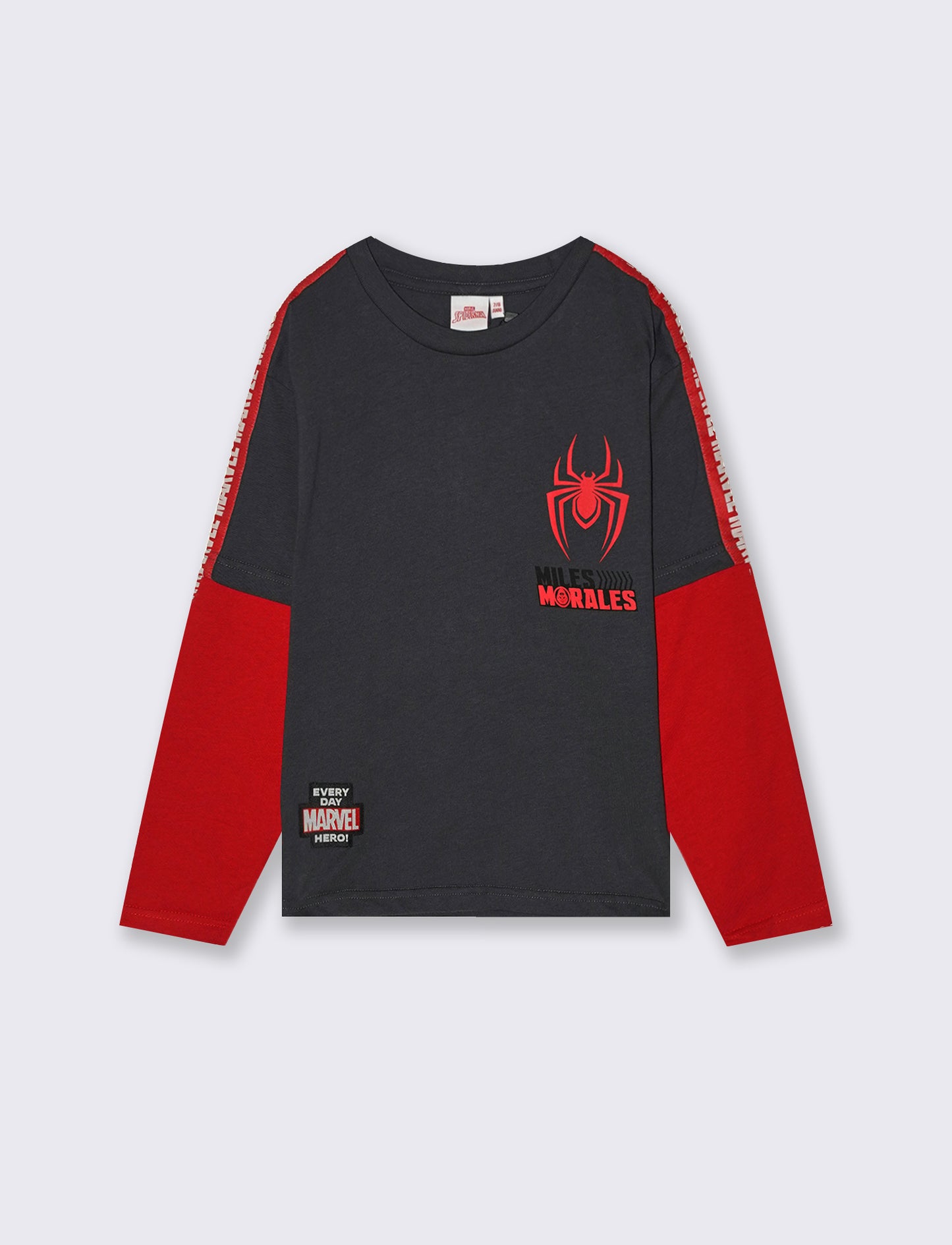 T-SHIRT FINTA MEZZA MANICA  SPIDERMAN - Grigio piombo