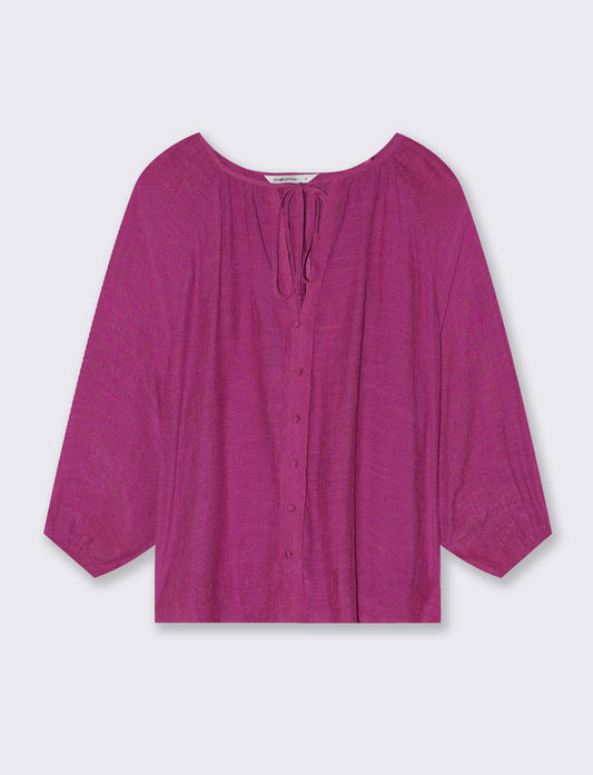 Blouse with 3/4 Sleeves - Fuxia