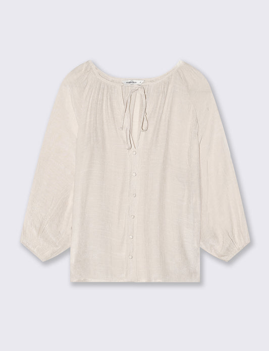 Blouse with 3/4 Sleeves - Beige