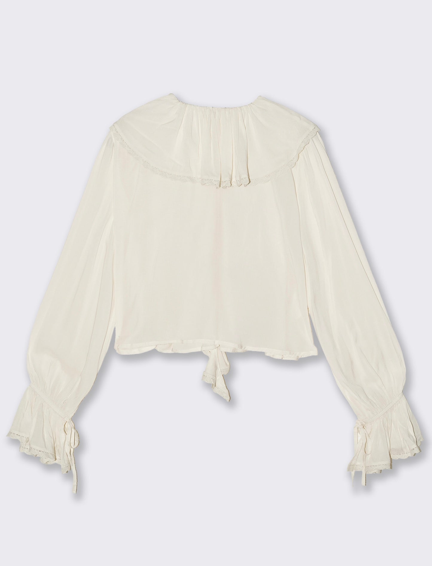 Blouse with ruffles and V-neck - Beige