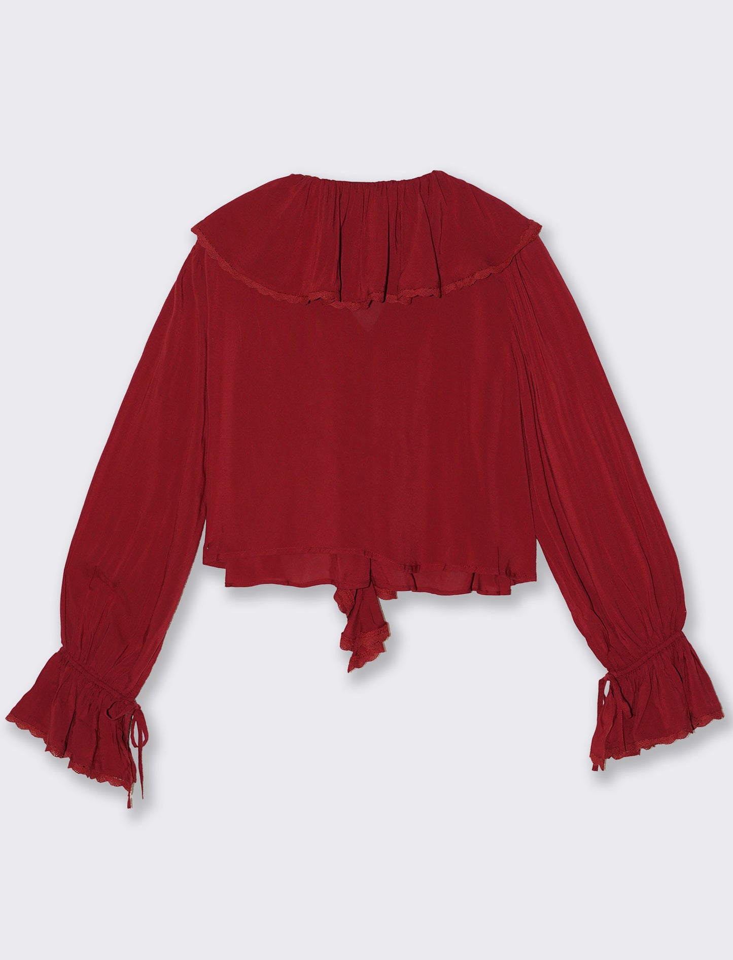 Blouse with ruffles and V-neck - Red