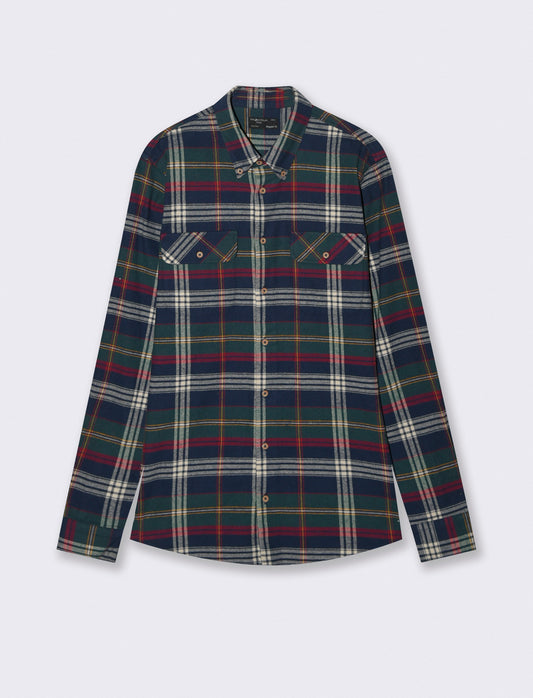 CAMICIA A QUADRI IN FLANELLA - Blu