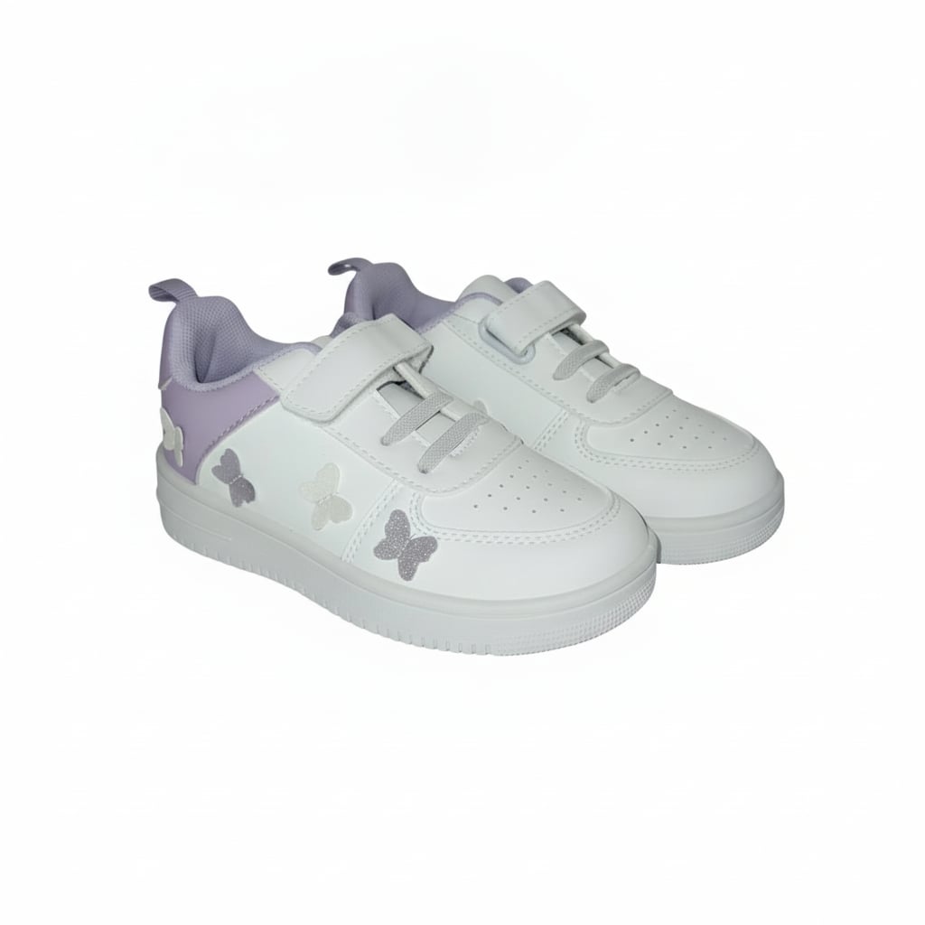 Sneakers con farfalle 3D da bambina. - Bianco