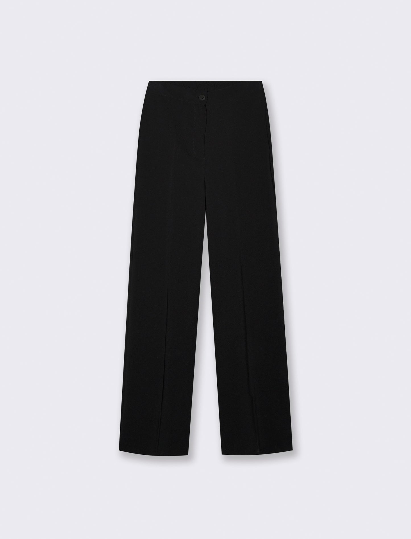 Pantalone classico a gamba dritta con pieghe frontali e chiusura con bottone. - Nero
