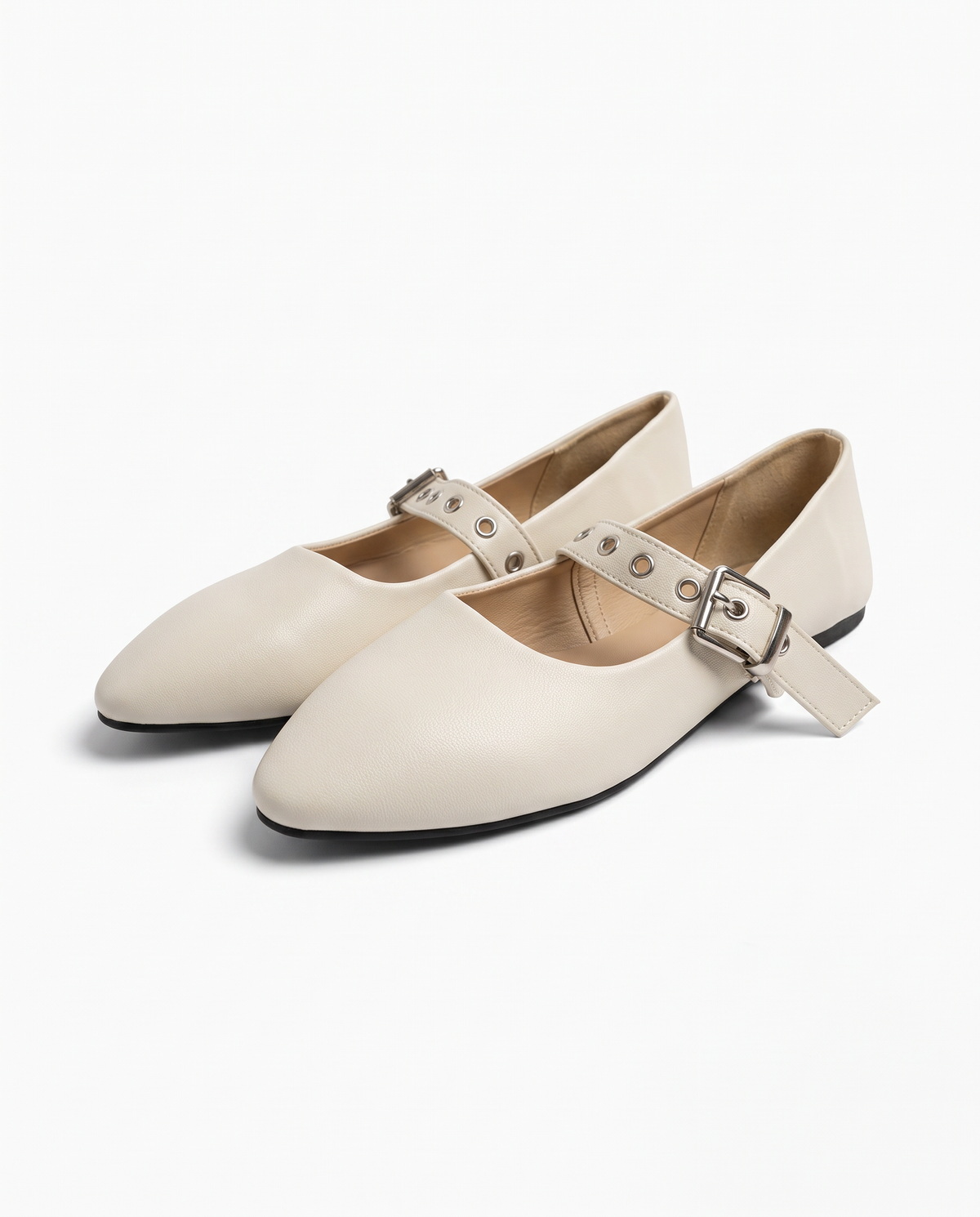 Ballerina con cinturino da bambina. - Beige