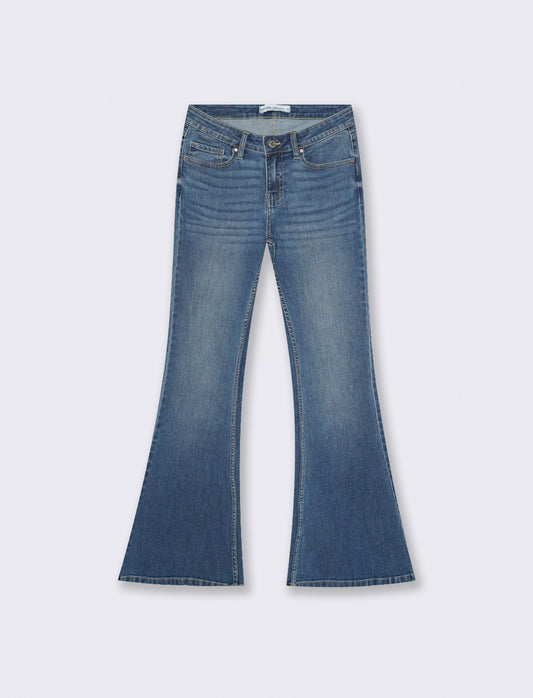 Jeans Flare Vita Bassa per Donne - Denim