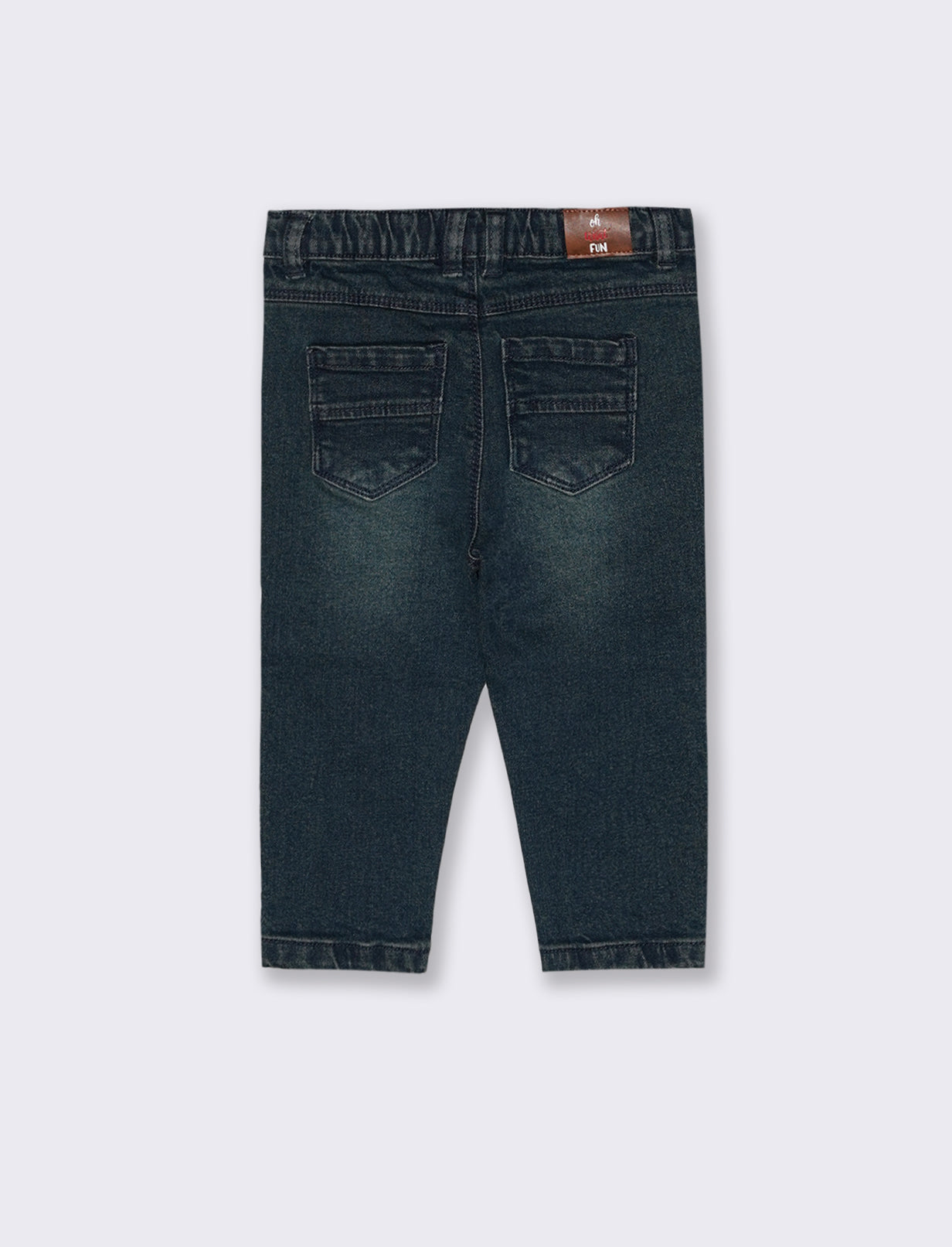 Jeans con rotture e ricamo frontale - Denim