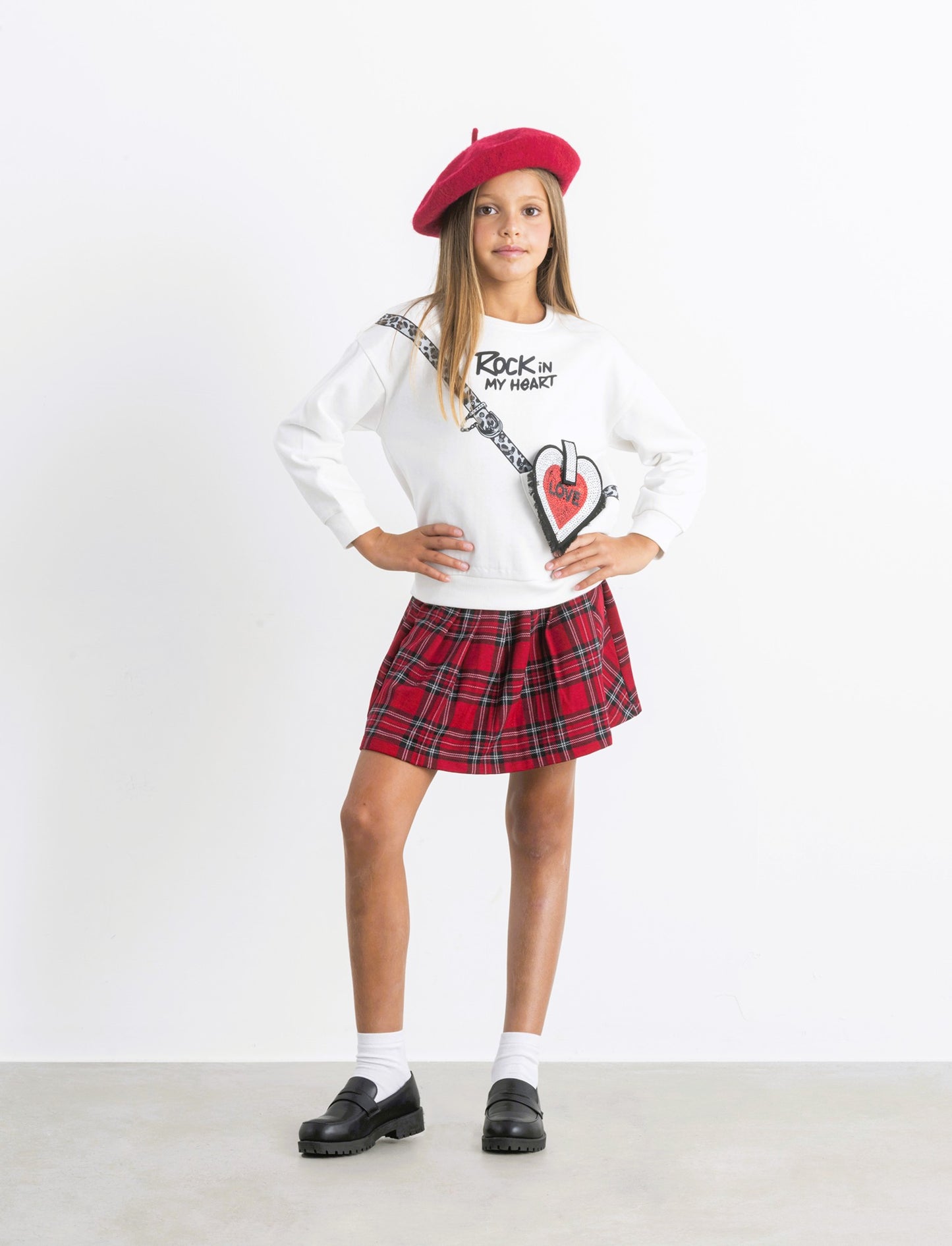 Gonna a pieghe da bambina quadri - Fantasia