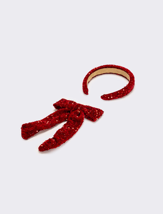 Set con paillettes e fiocco bambina - Bordeaux