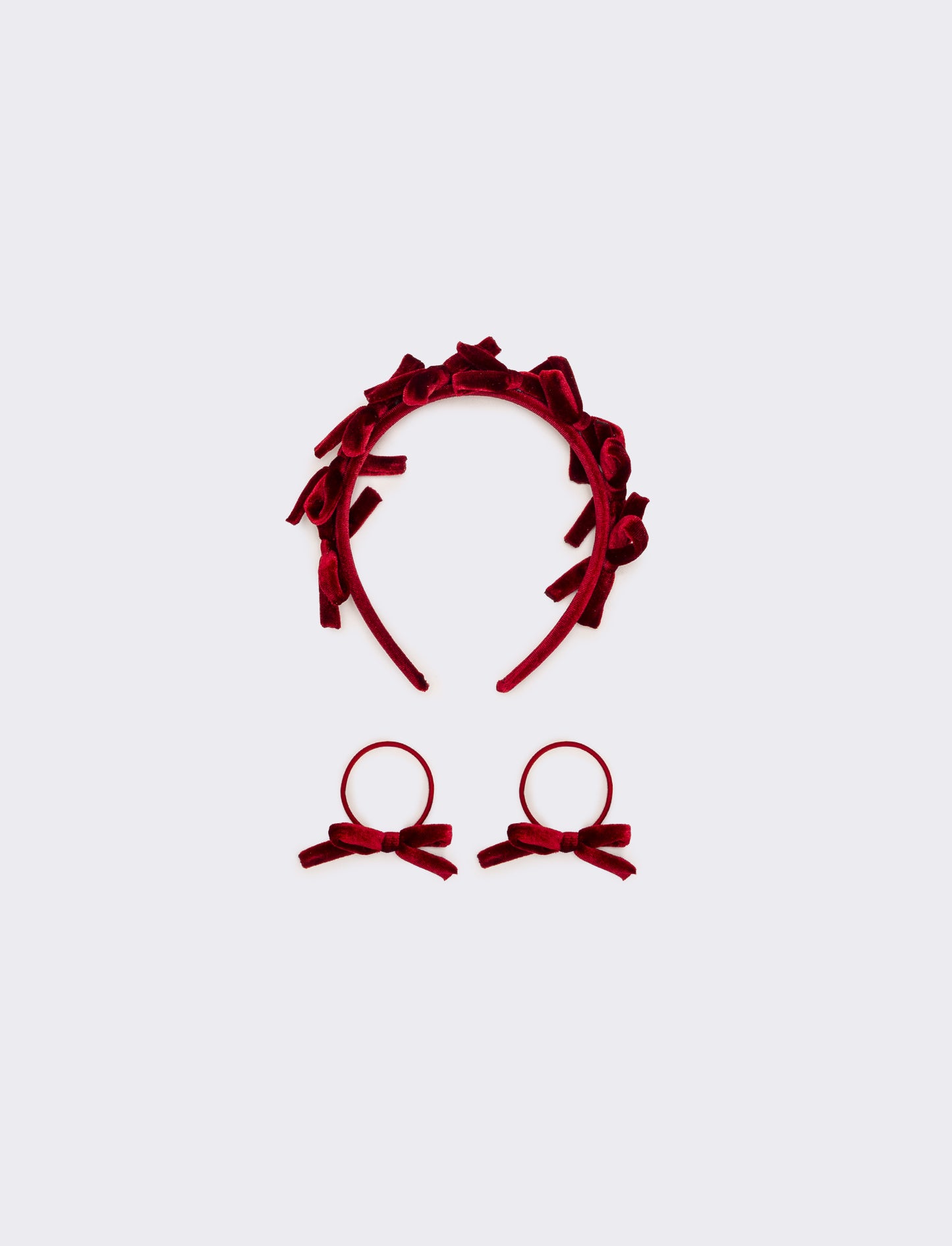 Set velluto con fiocchetti bambina - Rosso