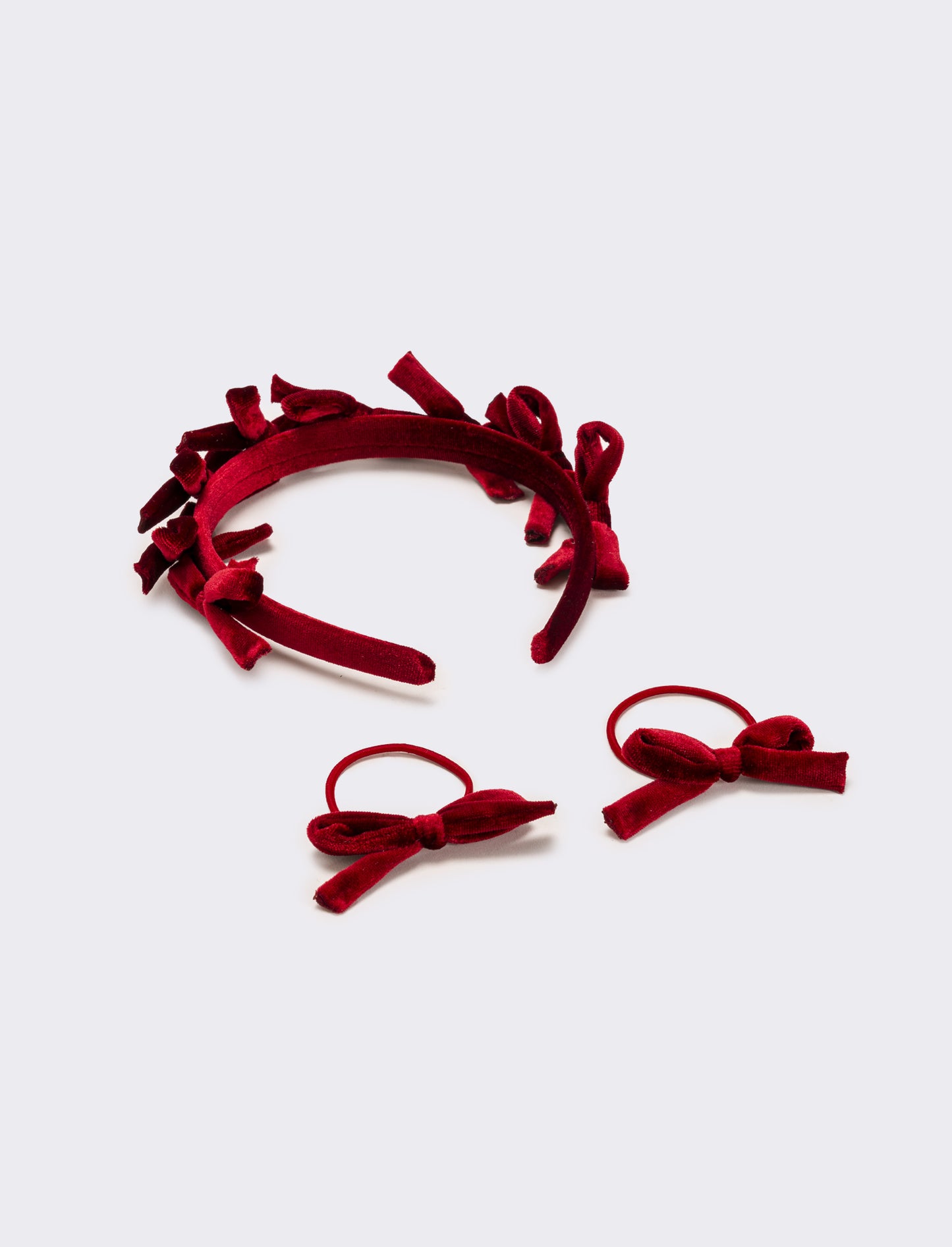 Set velluto con fiocchetti bambina - Rosso