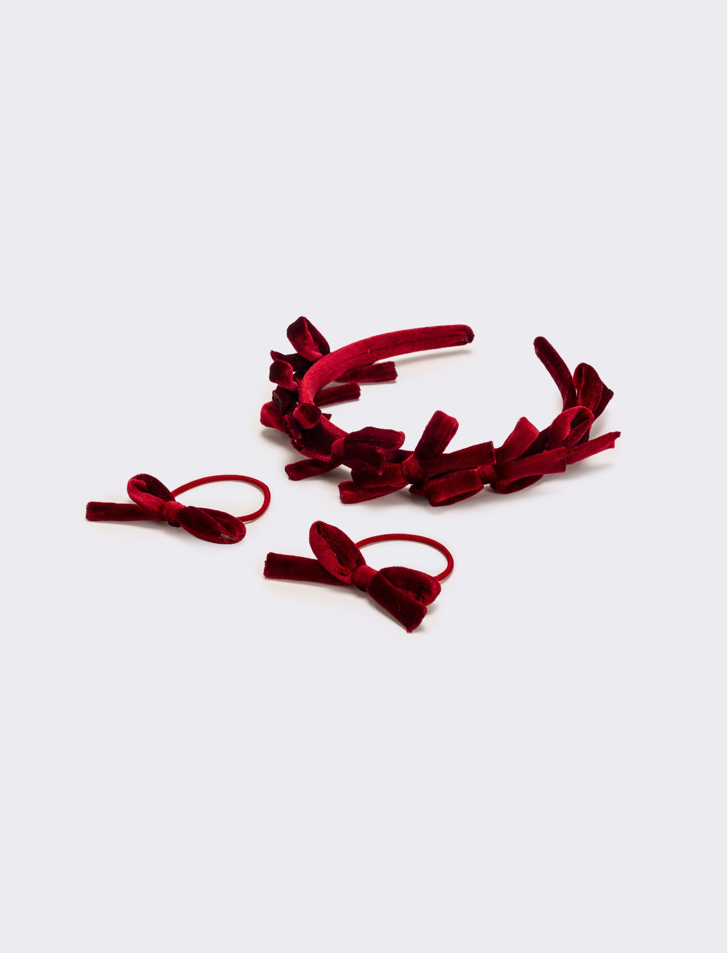 Set velluto con fiocchetti bambina - Rosso